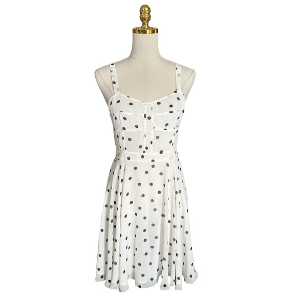 Piplette by Alice Ritter Polka Dot Chiffon Flounce Fit Flare Babydoll Dress Sz 8 - Picture 2 of 8